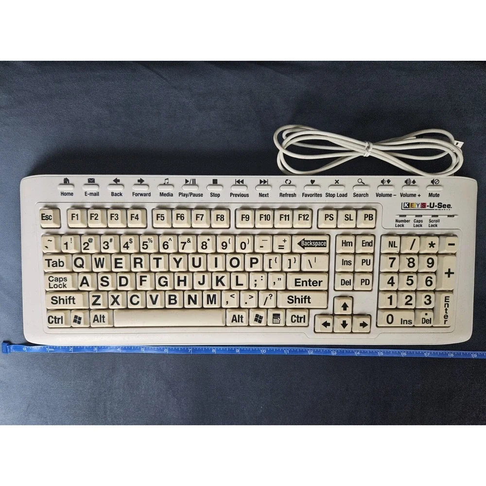 KEYS-U-See Ivory Keyboard Large Print Keys (YKB-LP-IUSBPS2) USB Connection